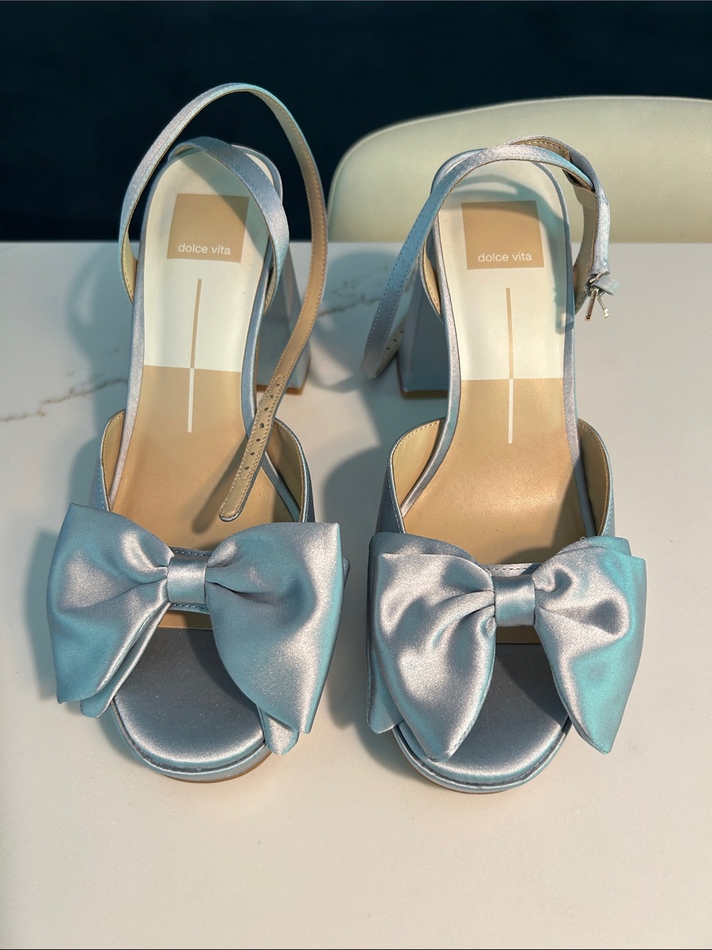 Dolce Vita Iridescent Silver/ light Blue
Bow Slingback Heels